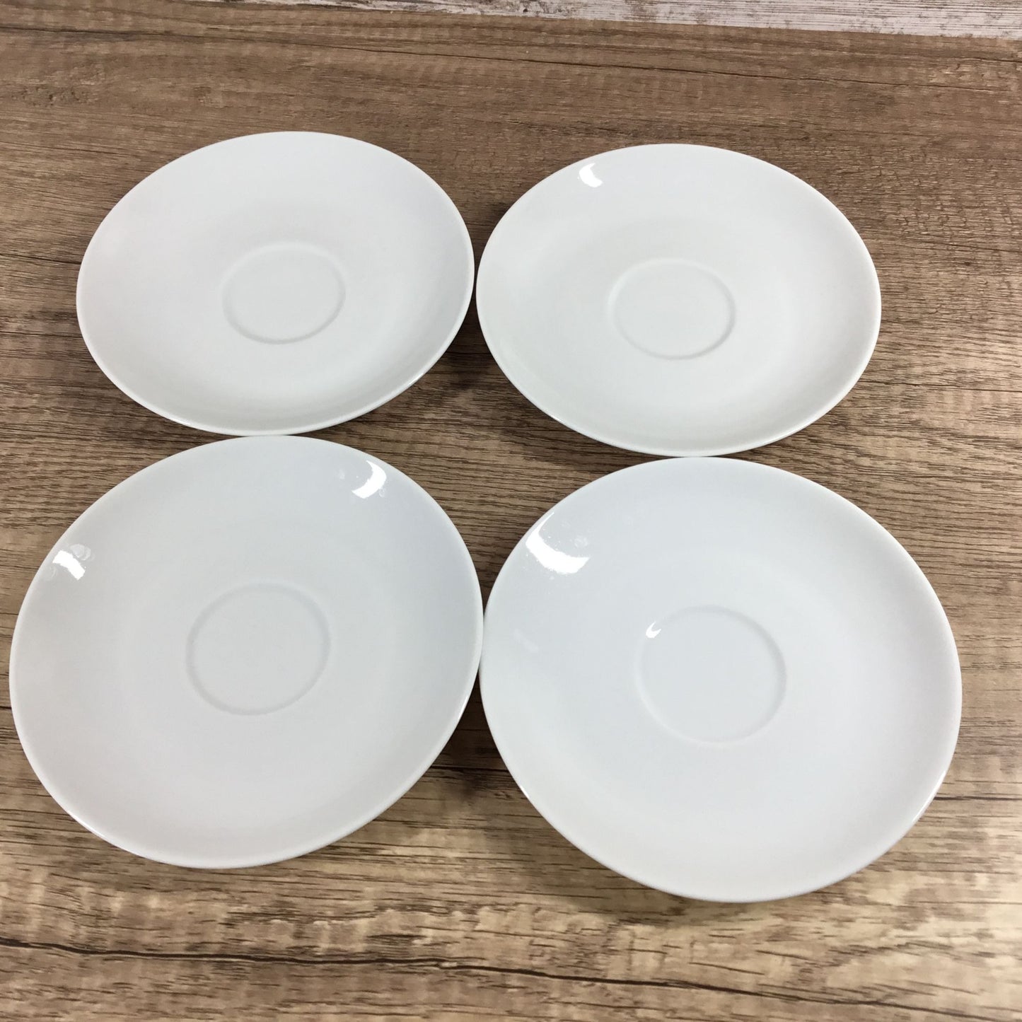Mosa Select White Porcelain Coffee Mugs & Saucers Set of 4 Mid-Century Modern