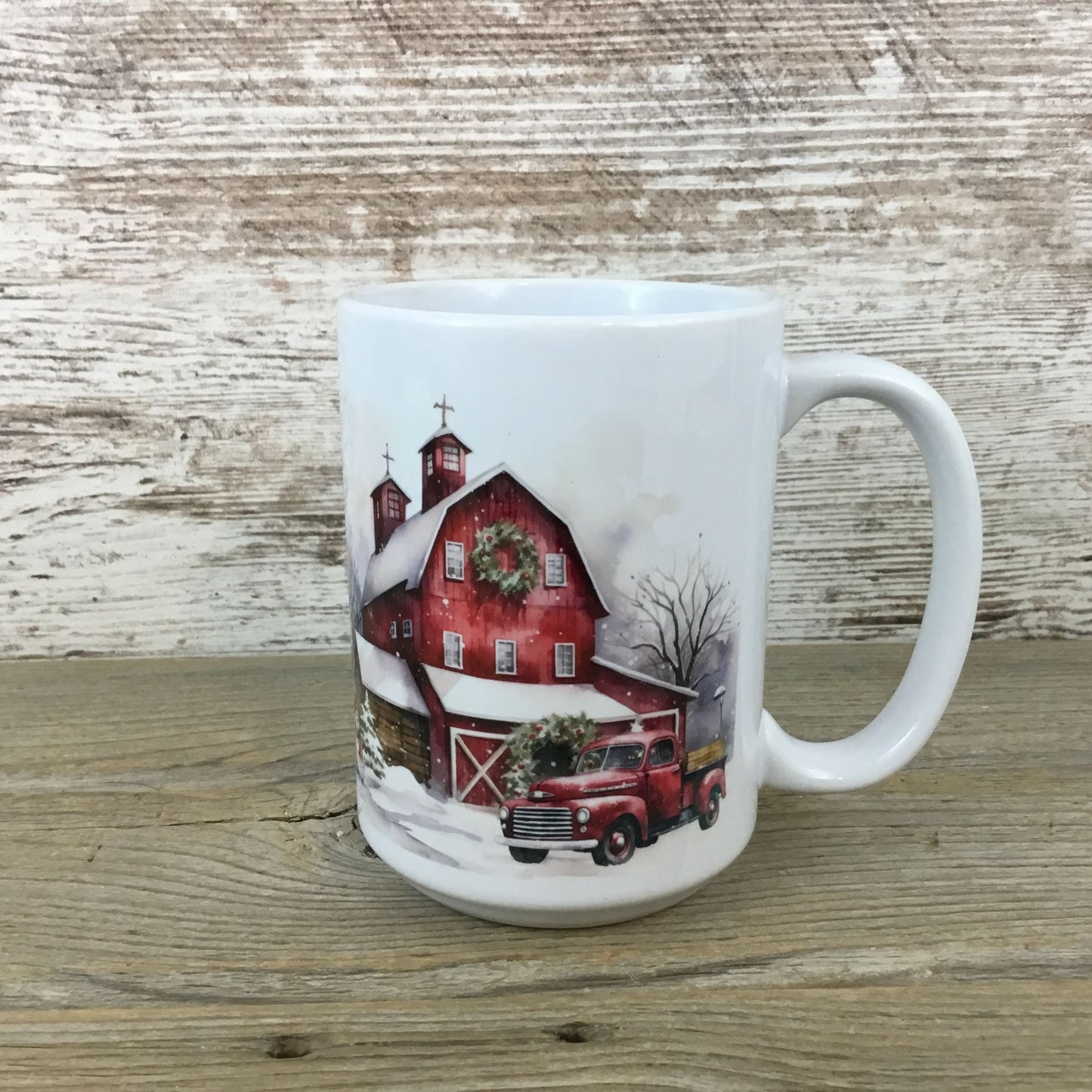 Red Truck Christmas on the Farm Ceramic Coffee Mug