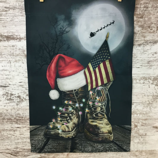Christmas Military Boots Garden Flag 