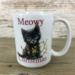 Black Cat Meowy Christmas Ceramic Coffee Mug