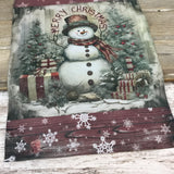 Rustic Snowman Merry Christmas Garden Flag - Festive Holiday Decor