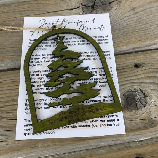 Christmas Tree Story Card Ornament Saint Boniface Miracle