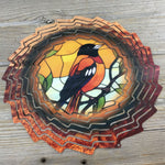 Baltimore Oriole Stained Glass Wind Spinner 10"