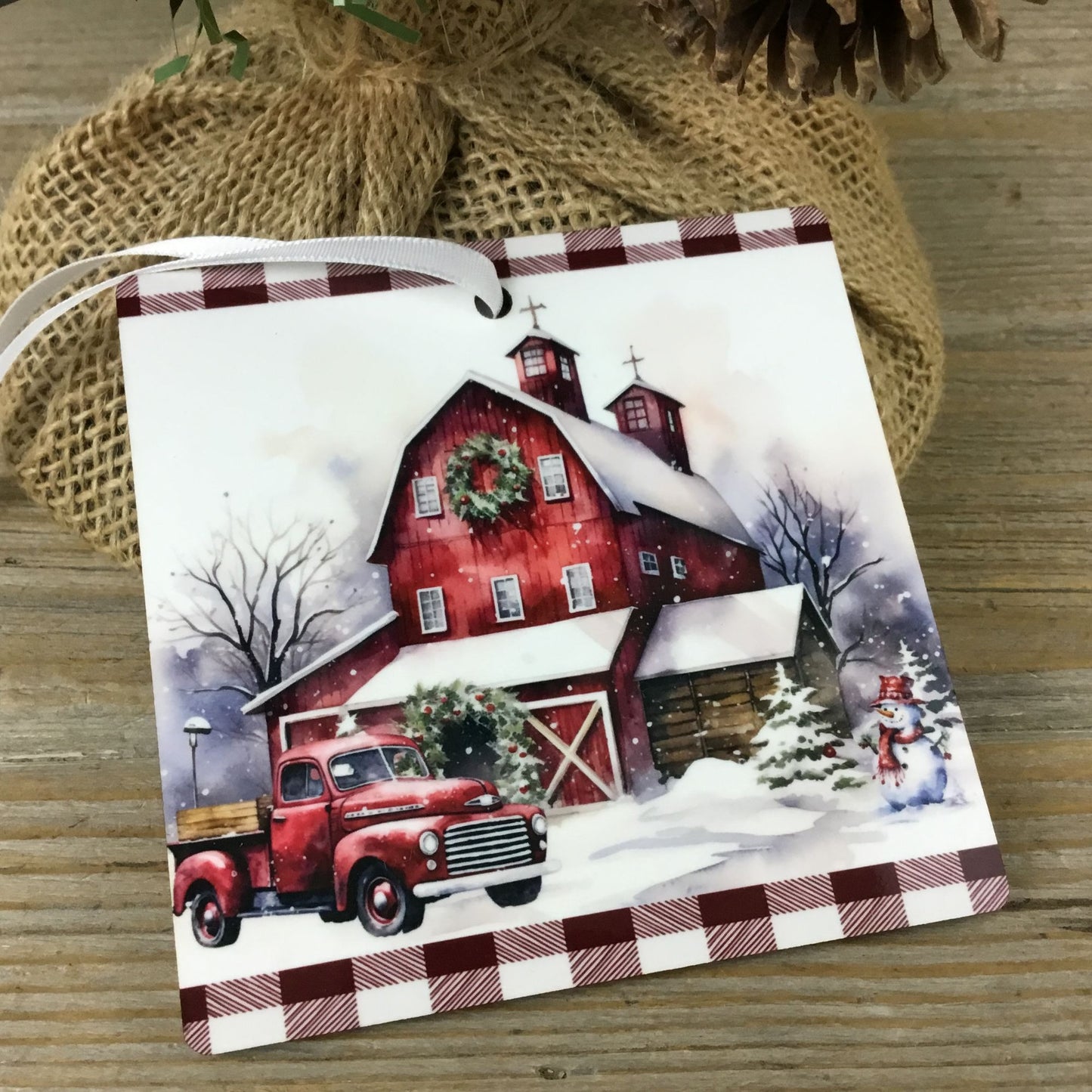 Red Truck Christmas on the Farm Christmas Ornament