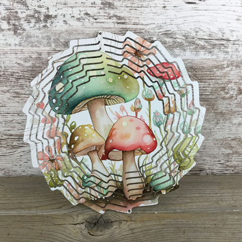 Cottage Core Pastel Mushrooms Wind Spinner 10"
