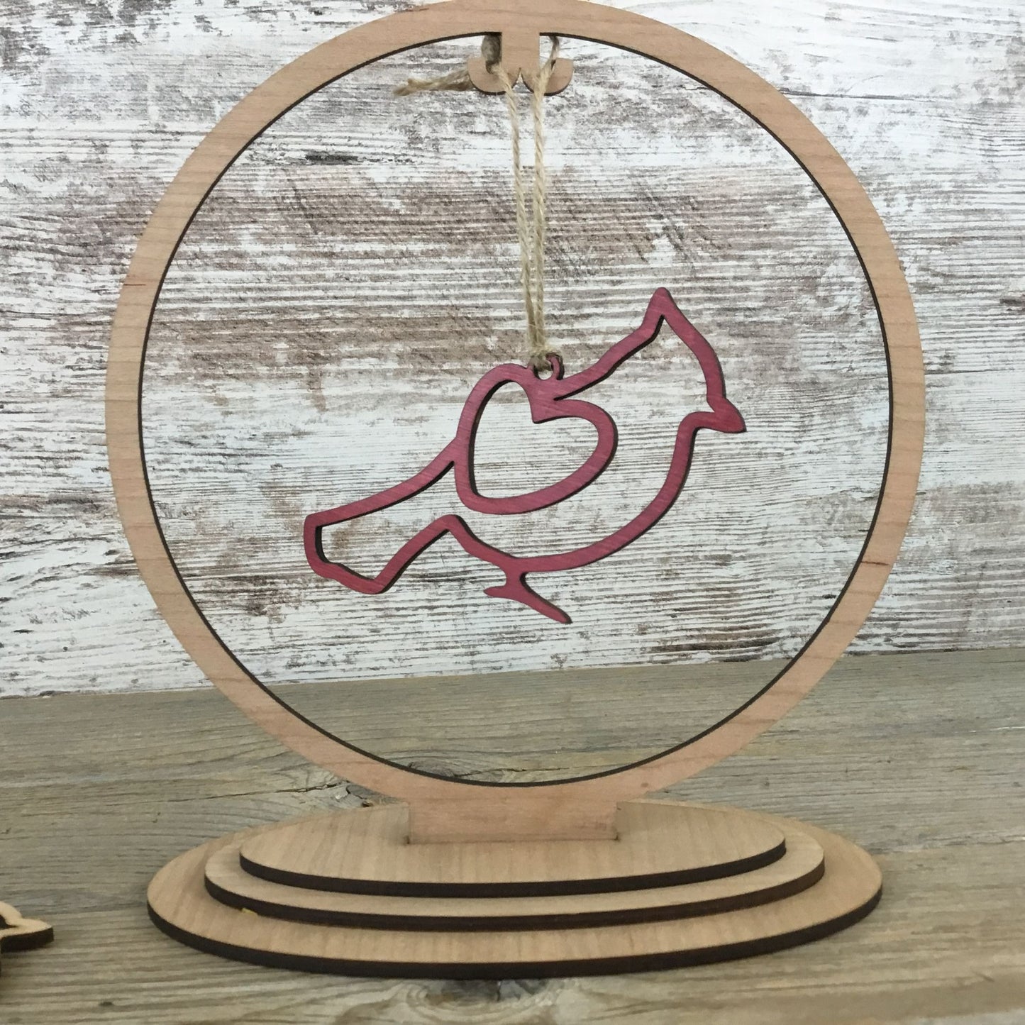 Christmas Story Card Ornament Holder – Laser Cut Cherry Wood Display Stand