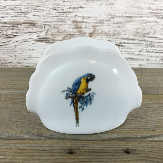 Blue and Gold Macaw Ceramic Napkin Holder