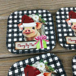Merry Pigmas Christmas Drink Coasters Set of 4