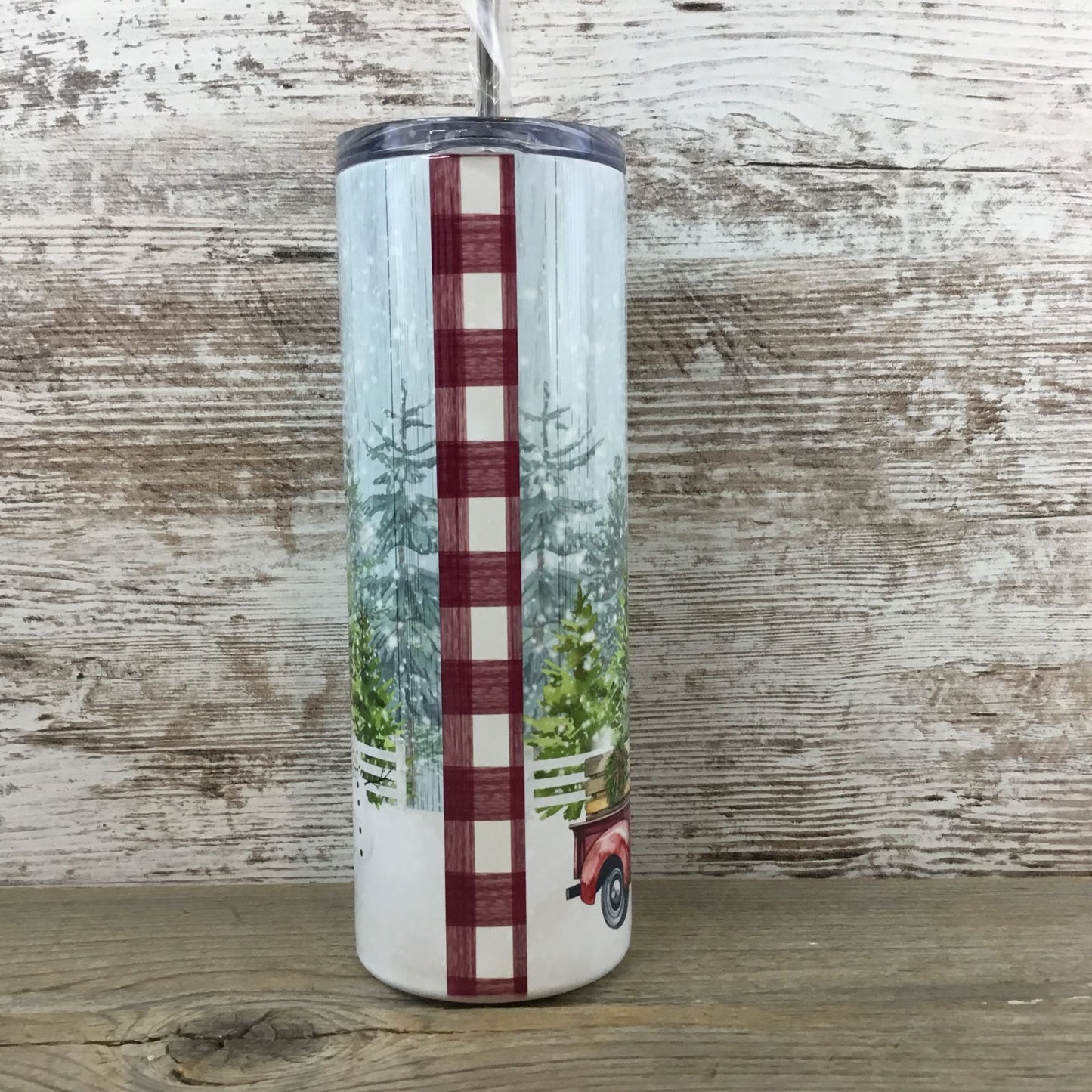 Red Truck Winter Farm 20 oz Skinny Tumbler