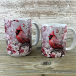 Male Cardinal and Flowers Ceramic Coffee Mug