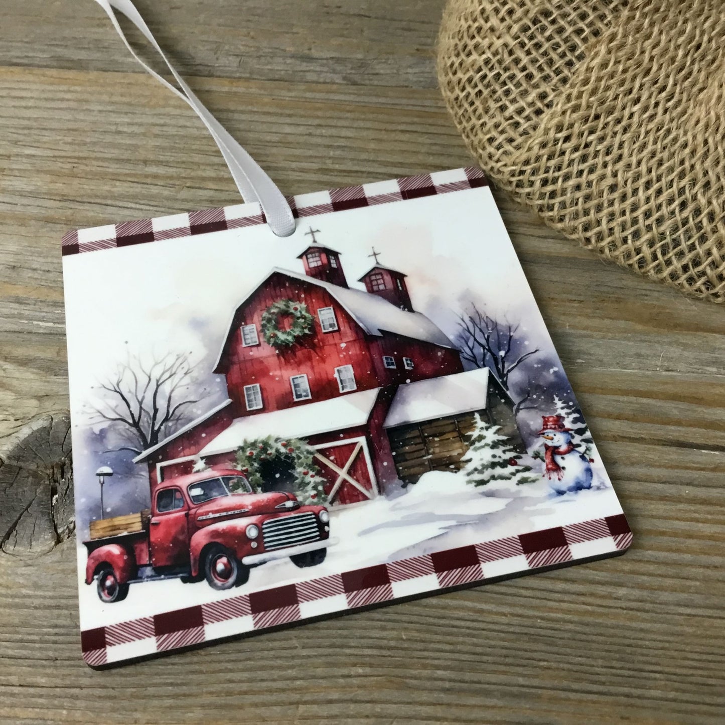 Red Truck Christmas on the Farm Christmas Ornament