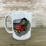 Red Truck Rustic Barn Ceramic Coffee Cup