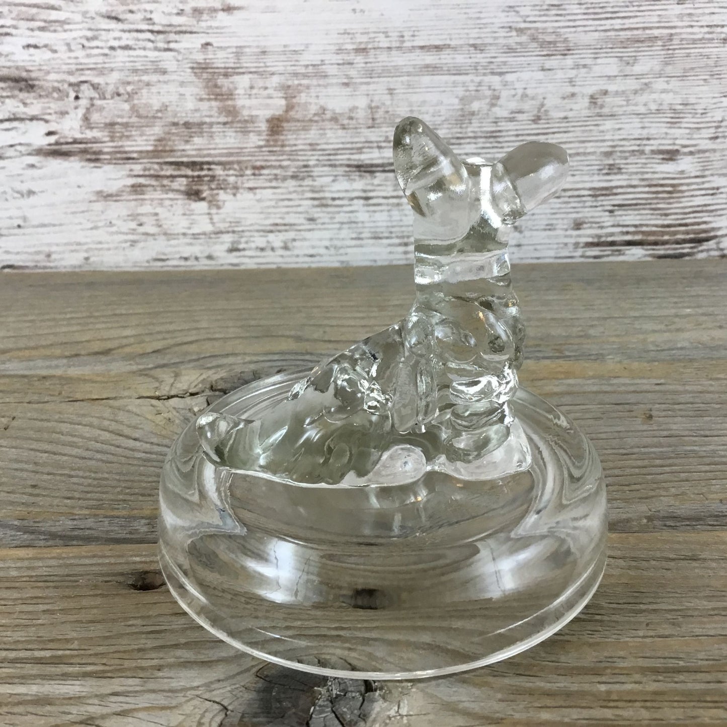 Vintage Jeannette Glass Clear Scotty Scottie Dog Powder Jar LID ONLY