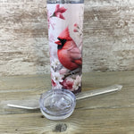 Male Cardinal and Flowers 20 oz Skinny Tumbler