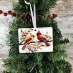 Cardinal and Blooms Christmas Ornament