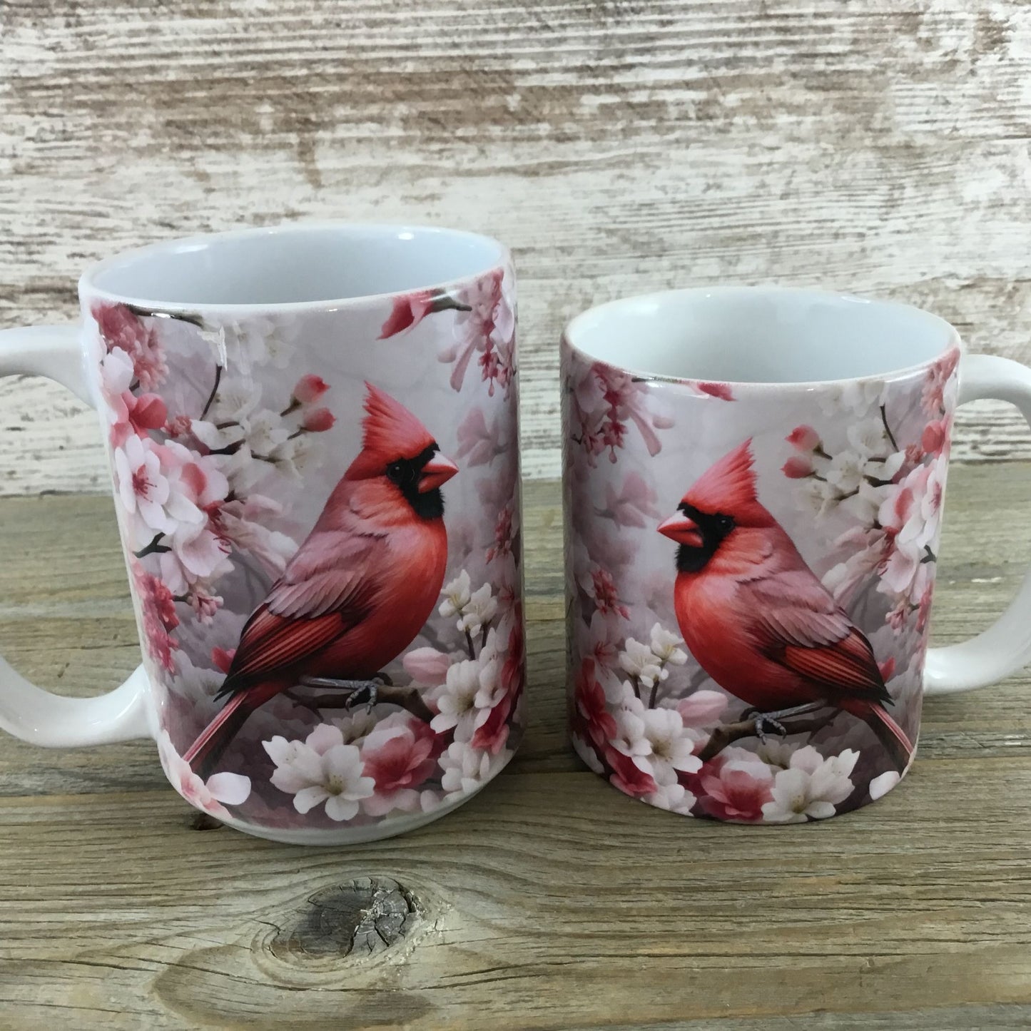 Male Cardinal and Flowers Ceramic Coffee Mug