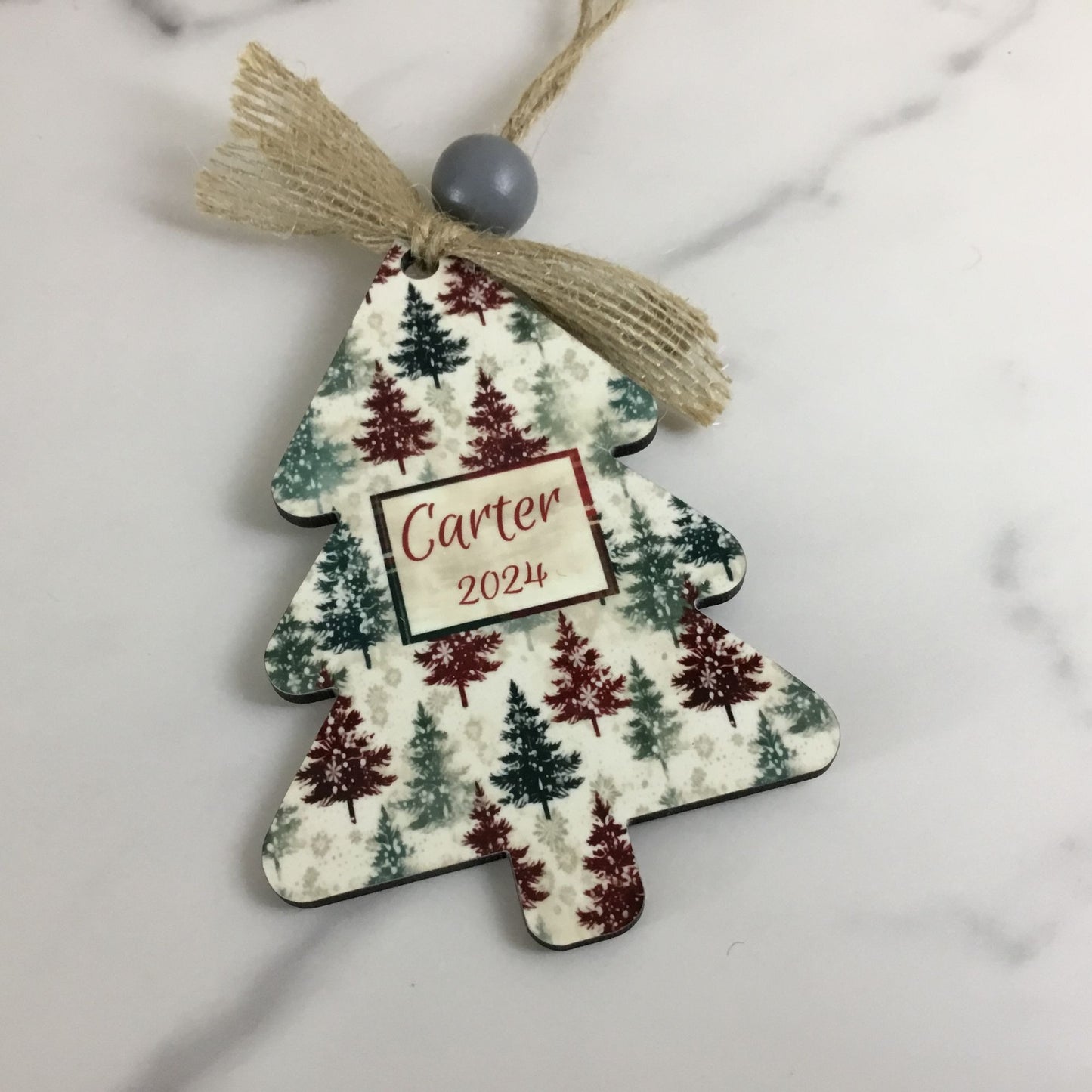 Customizable Christmas Tree Ornament - Personalized with Name & Year