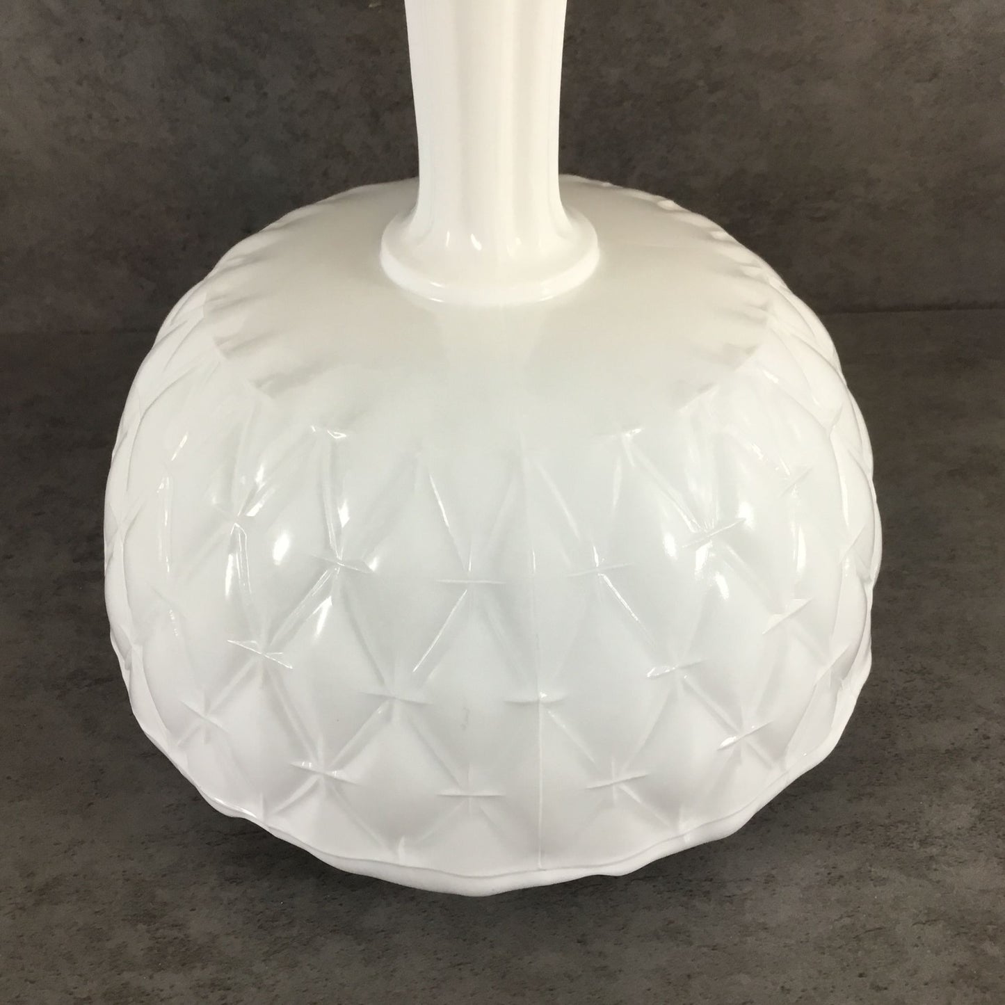 Indiana Glass Milk Glass Pedestal Compote Star Quilt Duette Pattern 9" tall