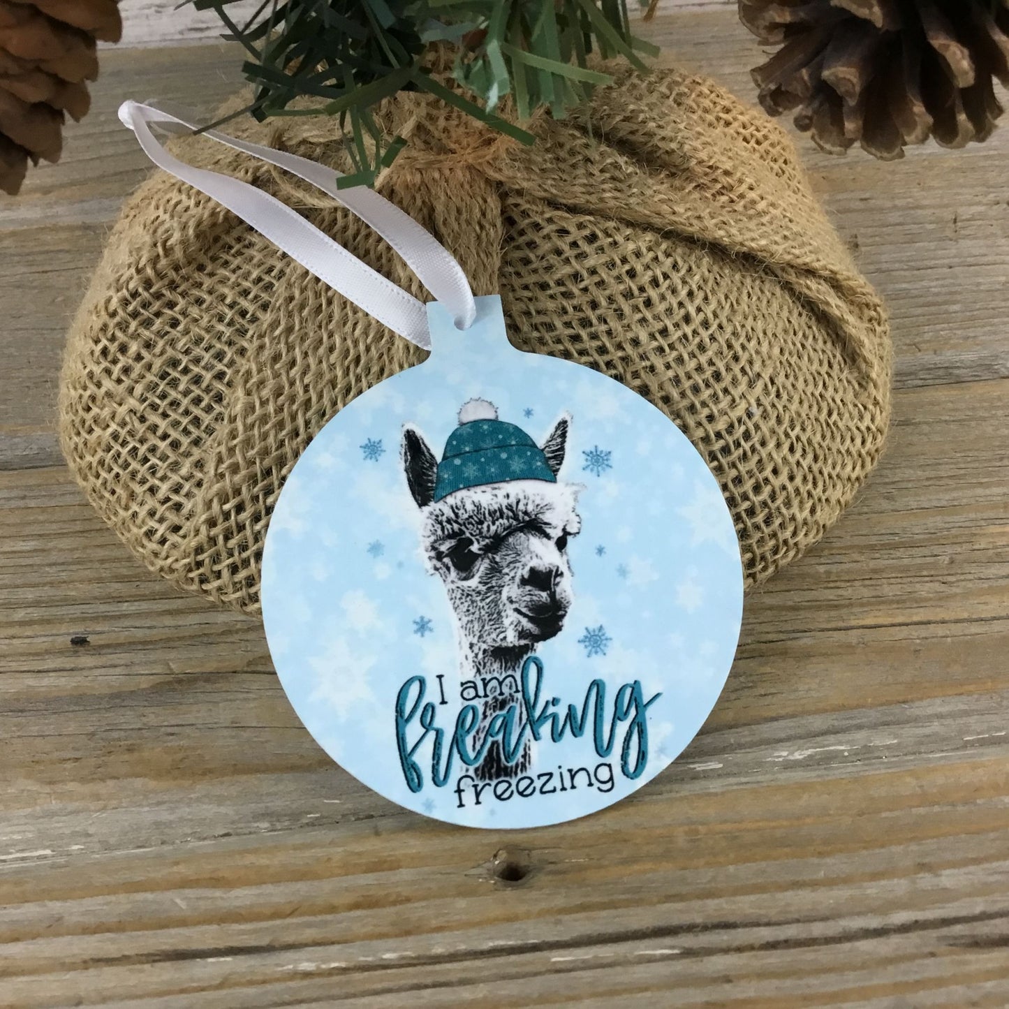 I am Freaking Freezing Winter Alpaca Christmas Ornament