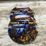 Vintage Blue Farm Truck Car Coasters
