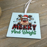 Merry & Bright Reindeer Christmas Ornament