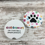 Cat-Trovert Do I Look Like a People Person Car Coasters Set of 2
