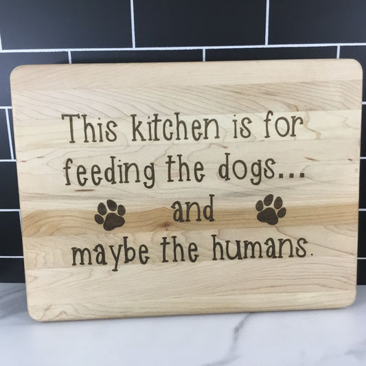 Kitchen for Feeding Dogs Engraved Maple Cutting Board with Drip Ring