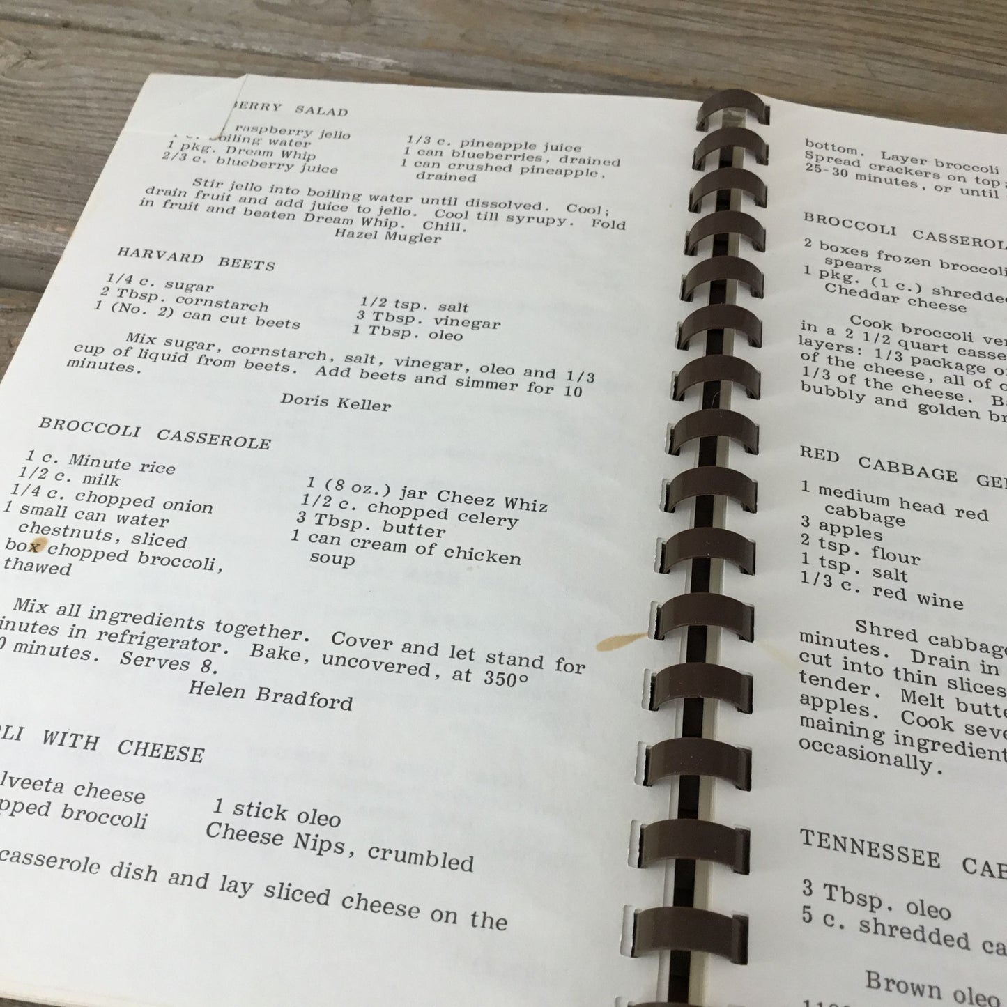 The Village Cookbook Elmore Ohio Retirement Village Vintage 1982 Spiral Bound