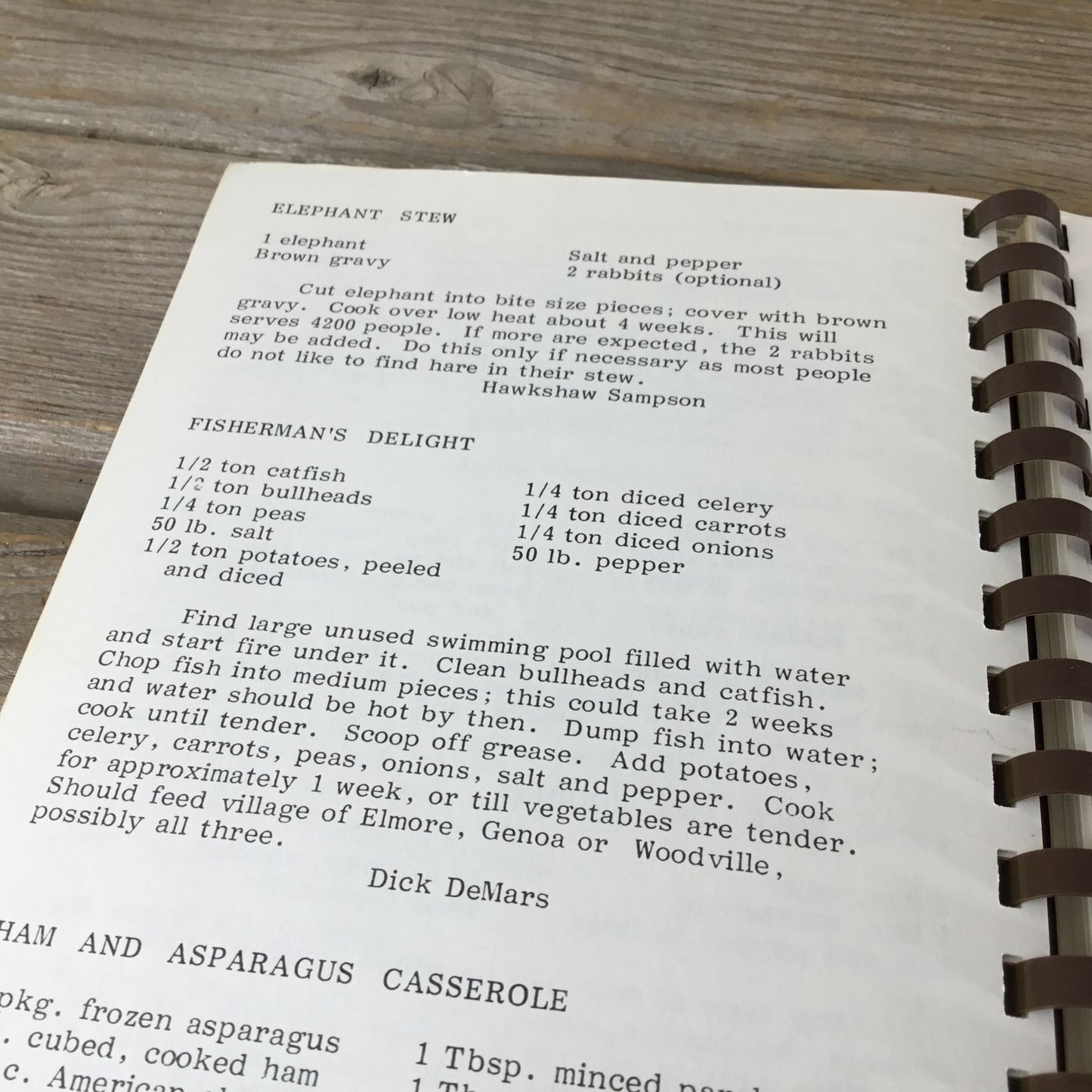 The Village Cookbook Elmore Ohio Retirement Village Vintage 1982 Spiral Bound