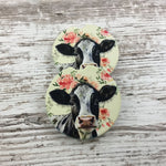 Floral Holstein Cow Car Coasters, Set of 2