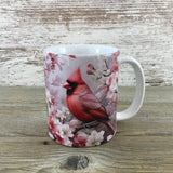 Male Cardinal and Flowers Ceramic Coffee Mug