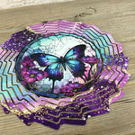 Stained Glass Butterfly Wind Spinner 10"