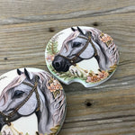 Floral Horse Paper Quilling Art Car Coasters - Set of 2