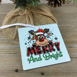 Merry & Bright Reindeer Christmas Ornament