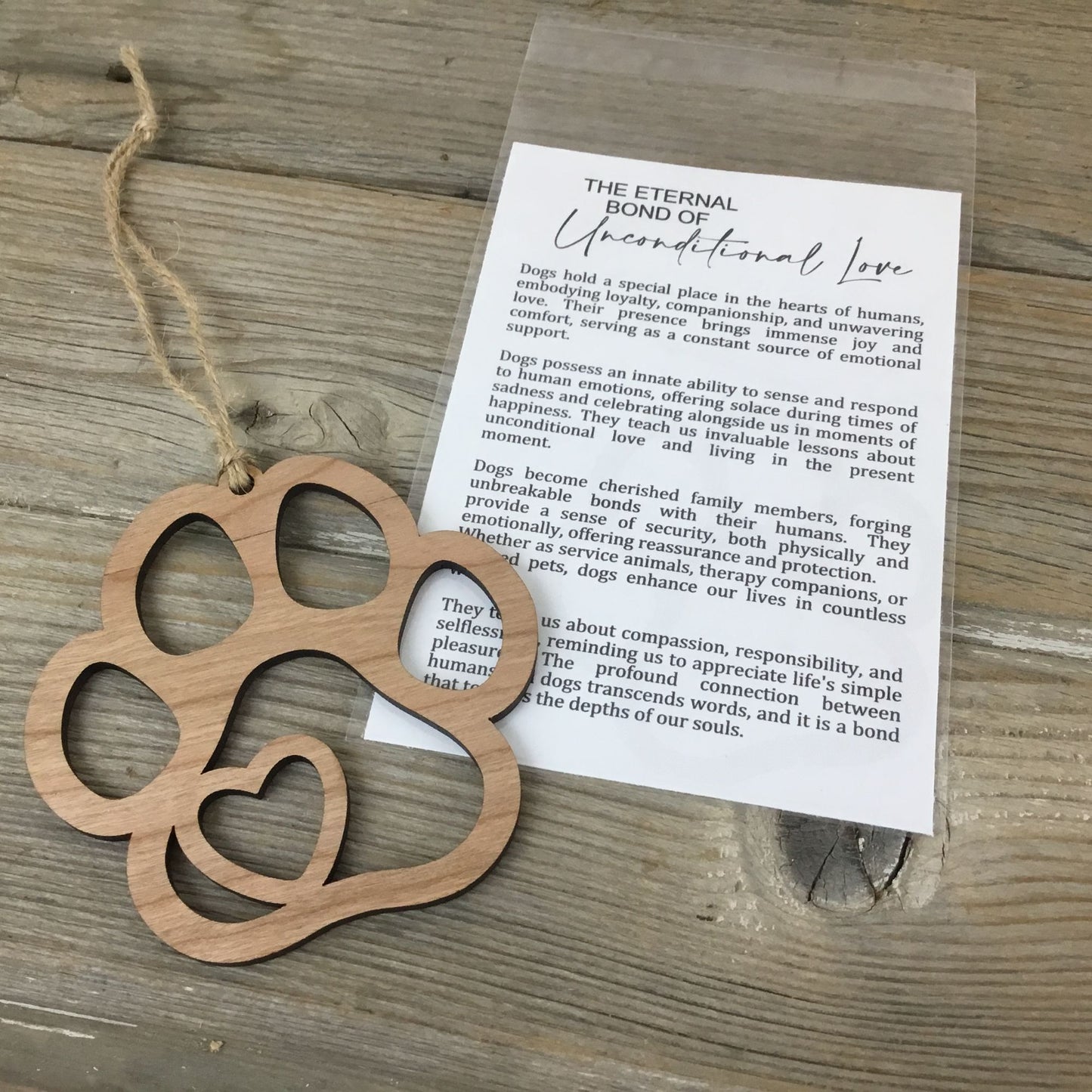 Dog Paw Print Story Card Christmas Ornament – Laser Cut Wood Ornament