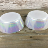 Set of 2 White Federal Moonglow Iridescent Pearl 5" Bowls Milk Glass