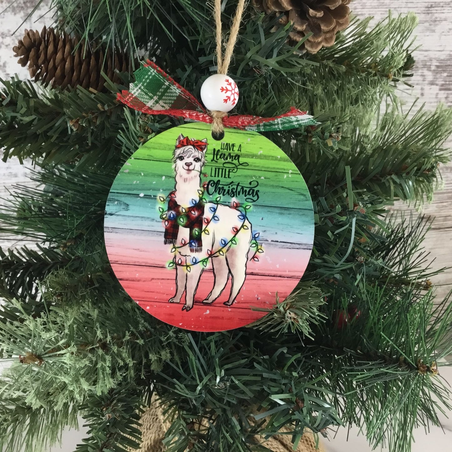 Have a Llama Little Christmas Wooden Christmas Ornament