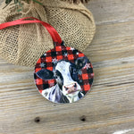 Black and White Dairy Cow Christmas Ornament Double Sided