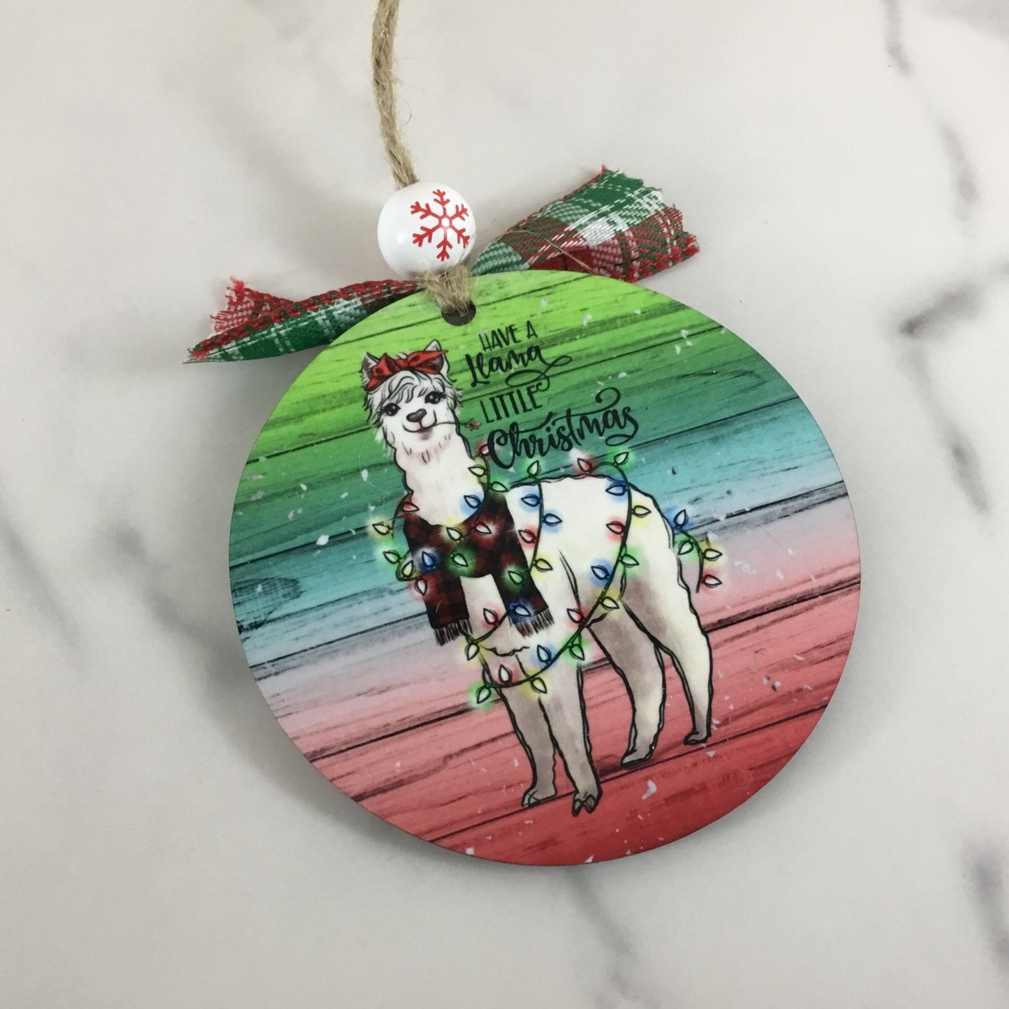 Have a Llama Little Christmas Wooden Christmas Ornament