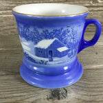 Vintage Currier & Ives A Home in the Wilderness Shaving Cup 3.75" Tall Blue & White