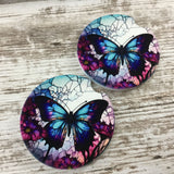 Butterfly Faux Stained Glass Car Coasters