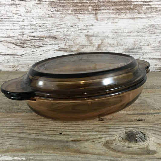 Corning Visions Cookware V-14-B Amber Grab It & Go Bowl Dish, Lid P-14-C