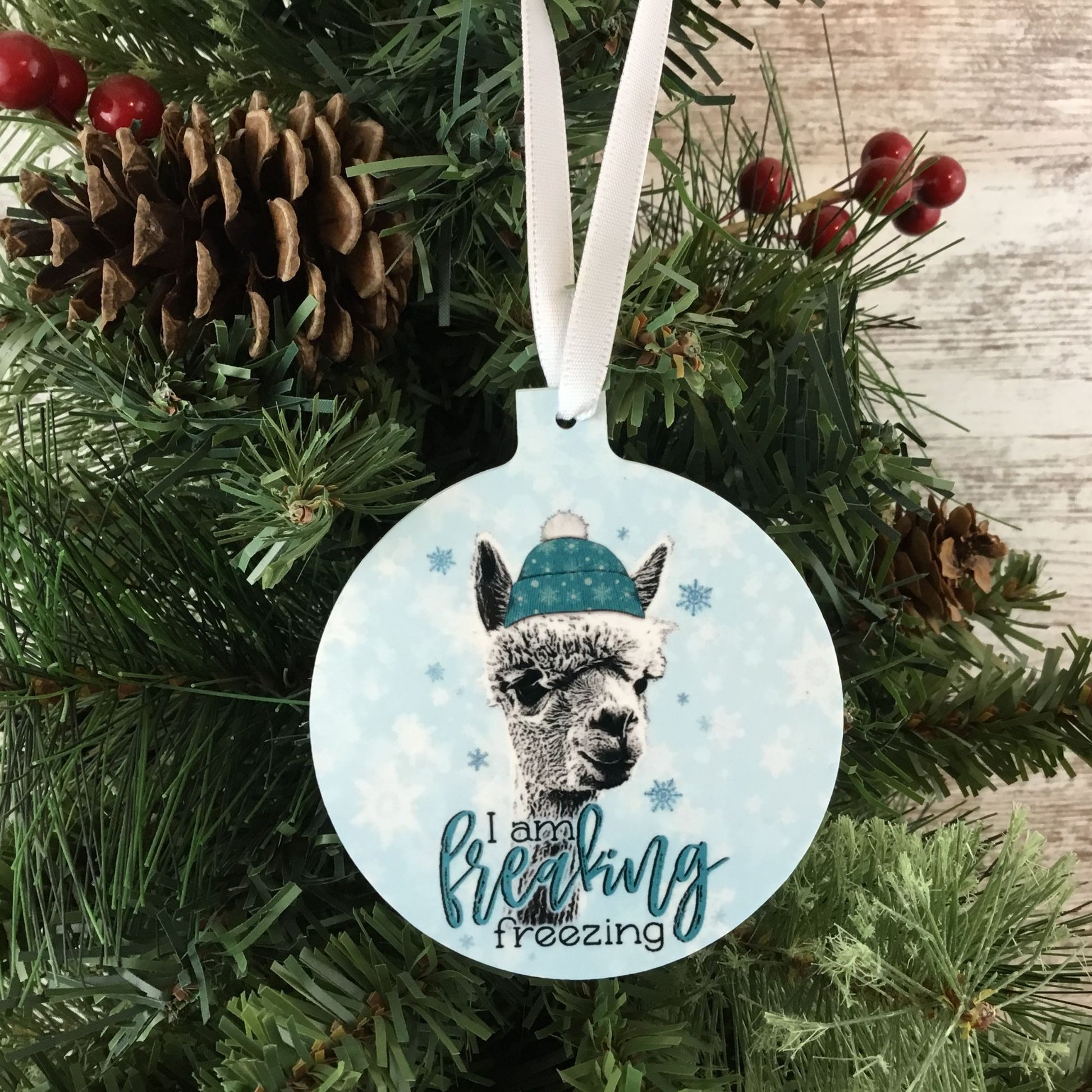 I'm Freaking Freezing Winter Alpaca Christmas Ornament