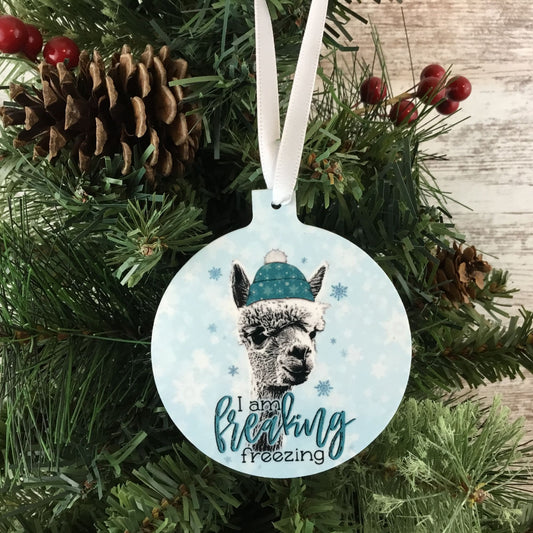 I'm Freaking Freezing Winter Alpaca Christmas Ornament