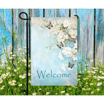 Welcome Butterfly Spring Flowers Garden Flag