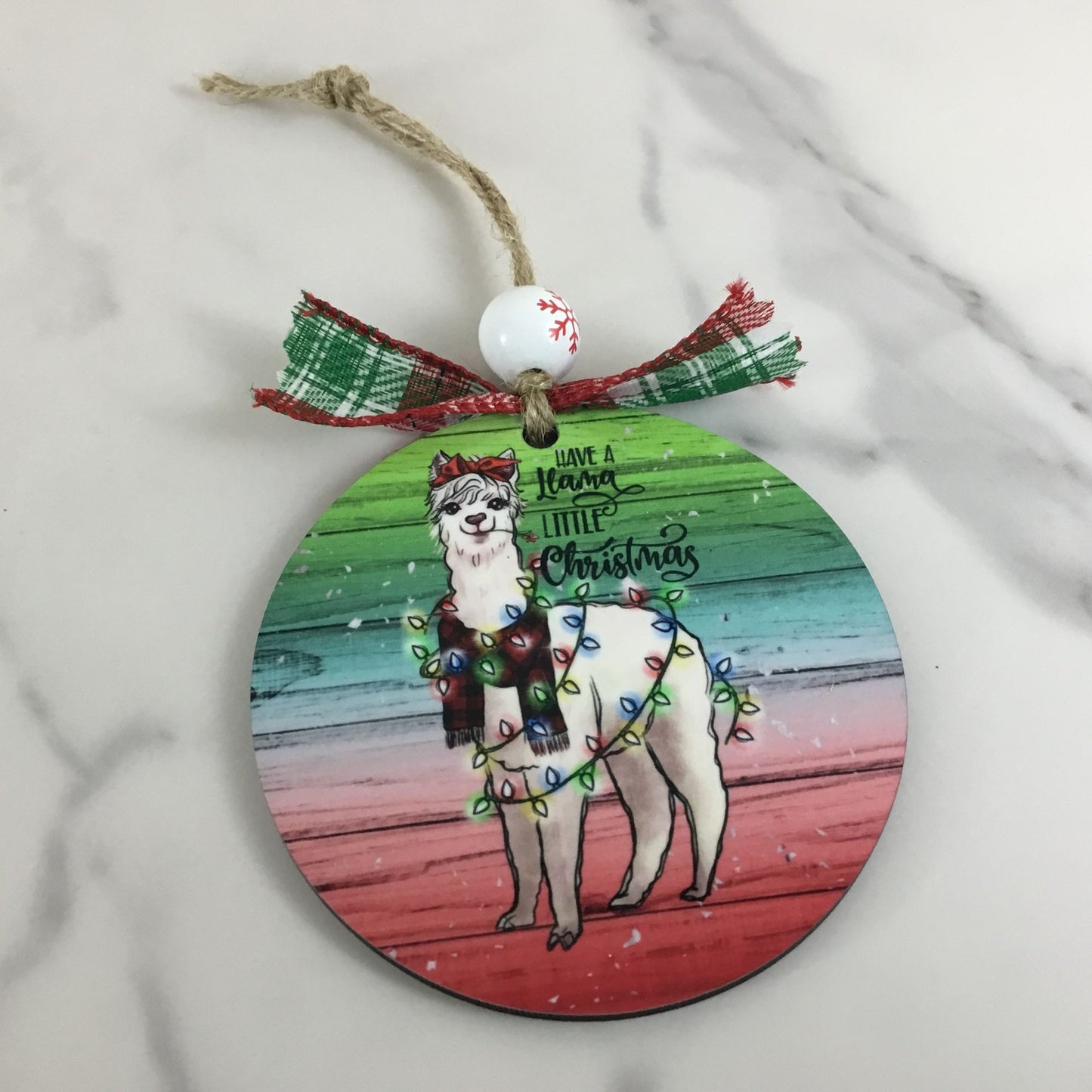 Have a Llama Little Christmas Wooden Christmas Ornament