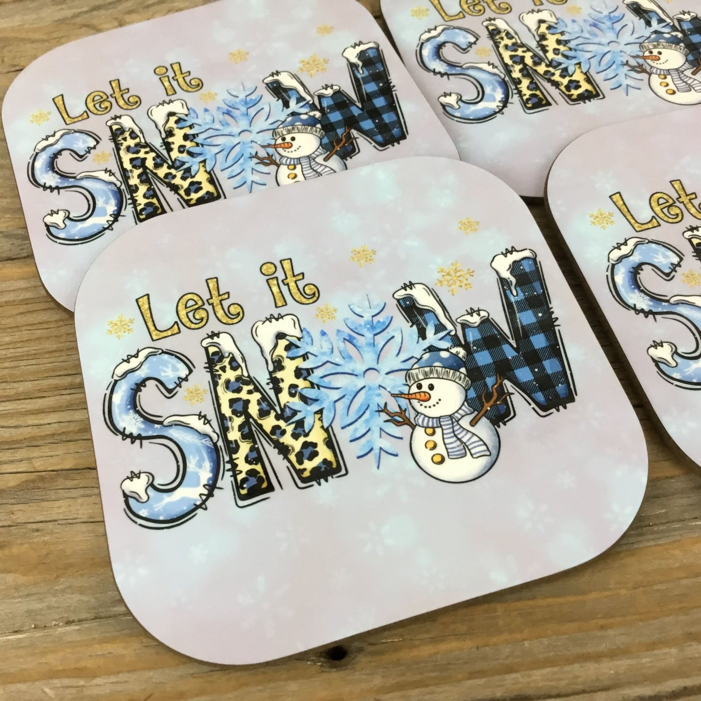 Let it Snow Winter Coasters Set of 4