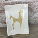 Handmade Ceramic Footed Trinket Dish with MCM Etruscan Horse or Llama Design
