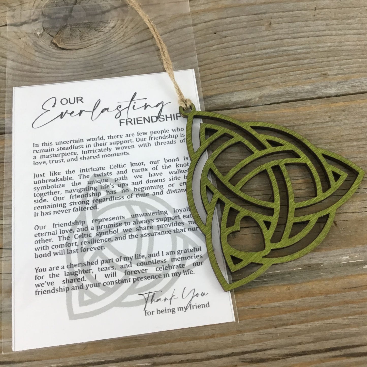 Celtic Knot of Friendship Story Card Christmas Ornament