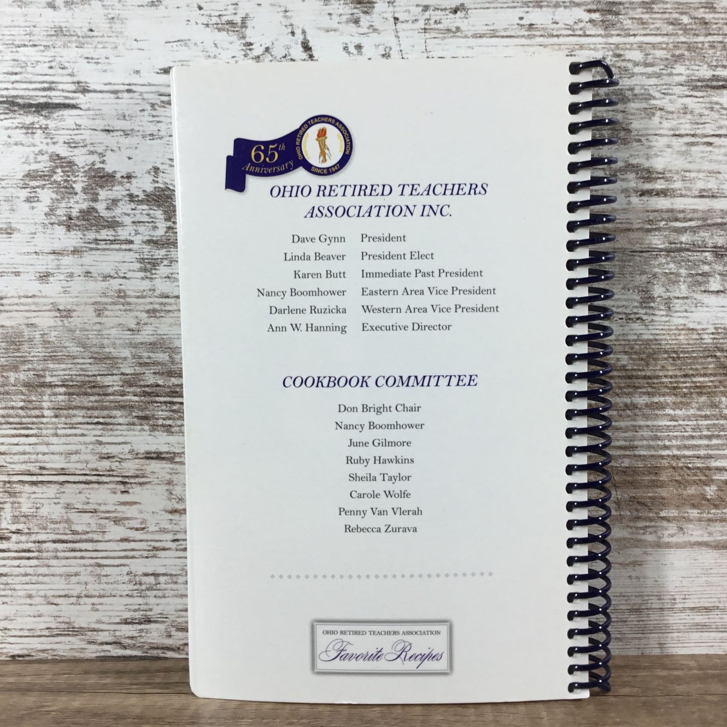 Ohio Retired Teachers Association 65th Anniversary Favorite Recipes Spiral-Bound
